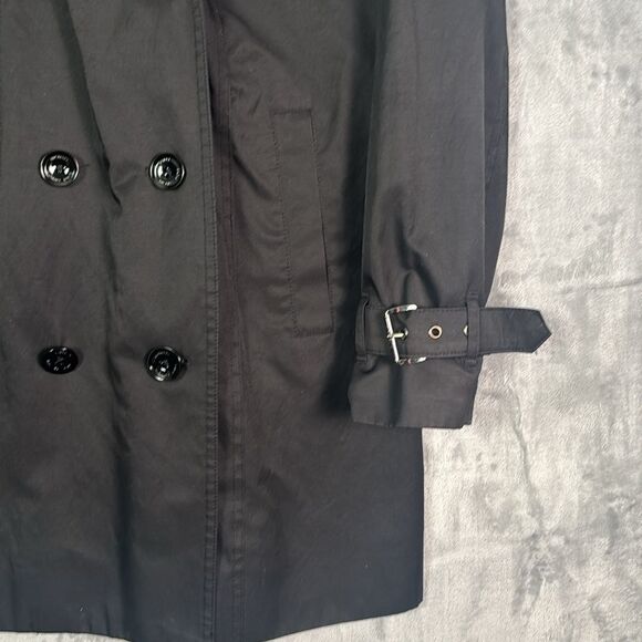 Michael Kors Black Hooded Front Button Trench Jacket Coat Size Small - Picture 5 of 10